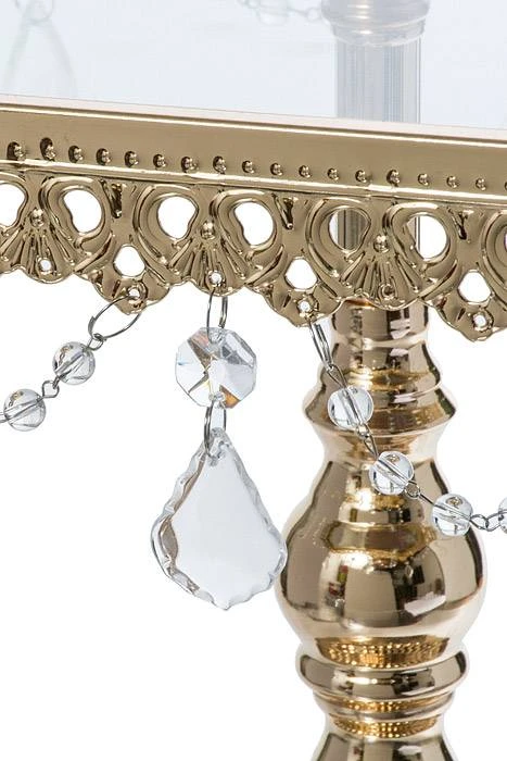 7" /9" /10.5" Square Metal/glass Cake Stand W/crystal Gold - Image 4