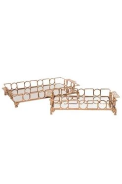 16/20" Metal/Mirror Rectangular Tray Gold