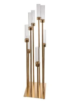 26-50" Metal 8-lite Candle Holder W/glass Gold