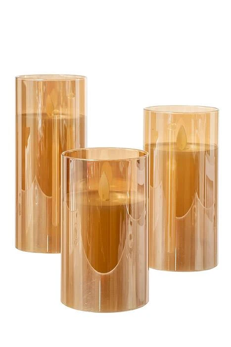 4/5/6" Remote Control Moving Flameless Led Pillar Candle Amber Pkg/3 - Image 2