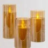 4/5/6" Remote Control Moving Flameless Led Pillar Candle Amber Pkg/3