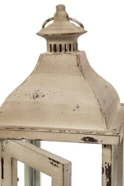 24" Metal Candle Lantern Cream