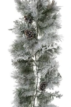 9ft Snow Garland W/pine Cones White