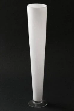 4.25" X 23" Glass Vase White