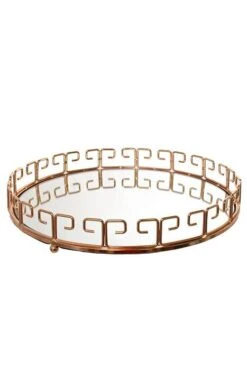 13" Metal/mirror Round Tray Gold