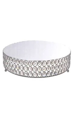 12" Metal Round Cake Stand W/Bead Silver