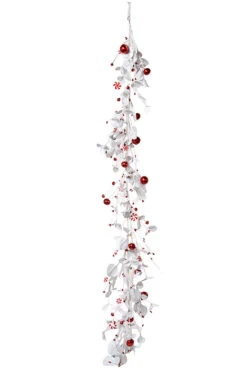 5Ft Eucalyptus Bell Garland White/Red