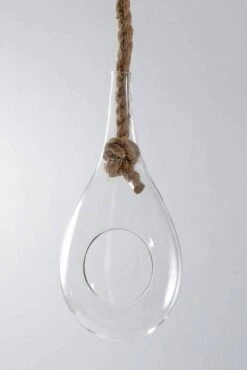 13" Glass Hanging Teardrop Terrarium Clear