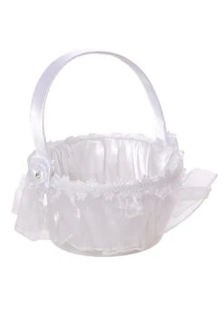 9" Fabric Basket With Rhinestone White