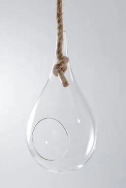 16" Glass Hanging Teardrop Terrarium Clear