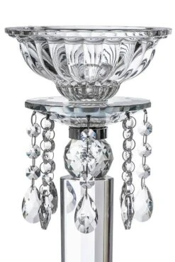 29.5"h Crystal Candle Holder W/beads Clear