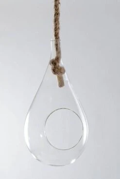10" Glass Hanging Teardrop Terrarium Clear