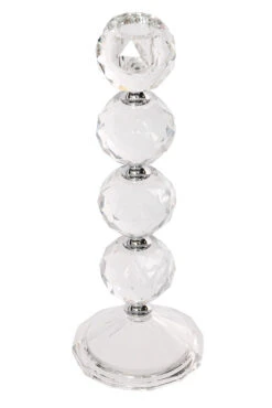 9.5" Crystal Single Candle Holder Clear