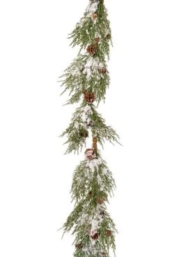48" Snow Western Cedar Garland Frosted Green