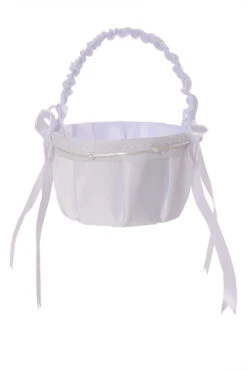 8" Fabric Basket With Pearl White