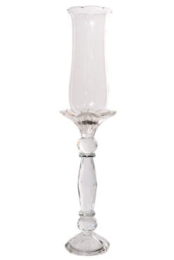 19" Crystal Candle Holder With Glass Clear