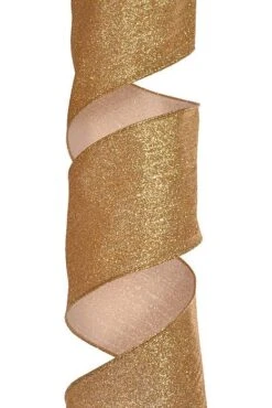 4" X 10Yds Vintage Glitter Ribbon Gold