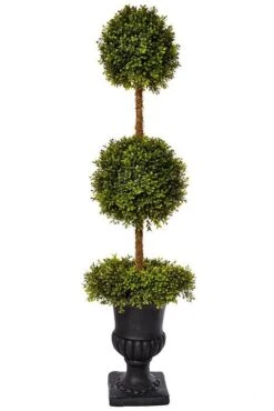 54" Plastic Boxwood Wreath Base Double Ball Urn Two Tone Green