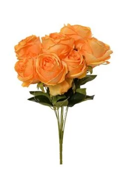 19" Silk Cabbage Rose Bush Yellow