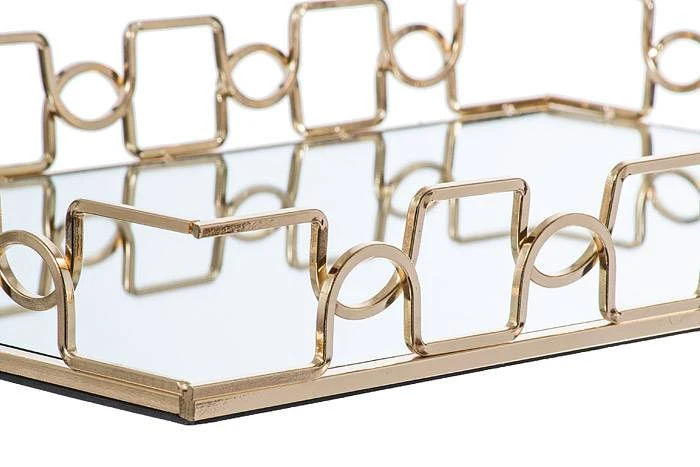 13.75"/ 17.75" Metal/mirror Rectangular Tray Gold - Image 3