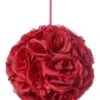12" Rose Ball W/ribbon Burgundy