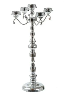 29.5" Metal Candle Holder Silver