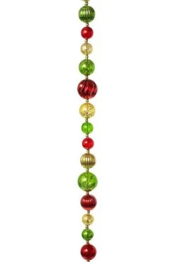 60" Mecury Ball Ornament Garland Red/gold/green