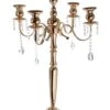 34" Metal 5-lite Candelabrum W/crystal Gold