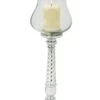 32" X 10" Glass Hurricane Candle Holder Silver
