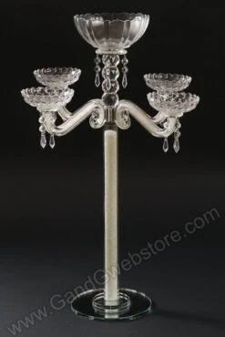 28.5" Crystal 5-lite Candelabrum W/beads Clear