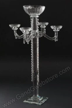 32" Crystal 5-lite Candelabrum W/beads Clear