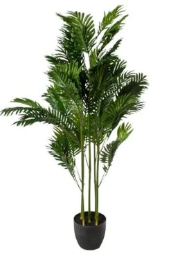 5ft Silk Areca Palm In Plastic Pot Green