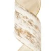 4"x 10 Yds Faux Fur Birch Wired Ribbon Ivory/gold