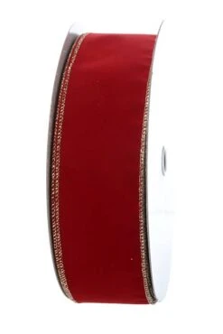 2.5" X 50yds Holiday Velvet Wired Ribbon Holiday Red/gold