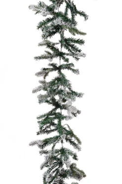 9Ft Snowy Garland White/Green