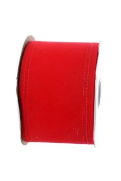 4" X 20yds Wired Velvet Ribbon Red