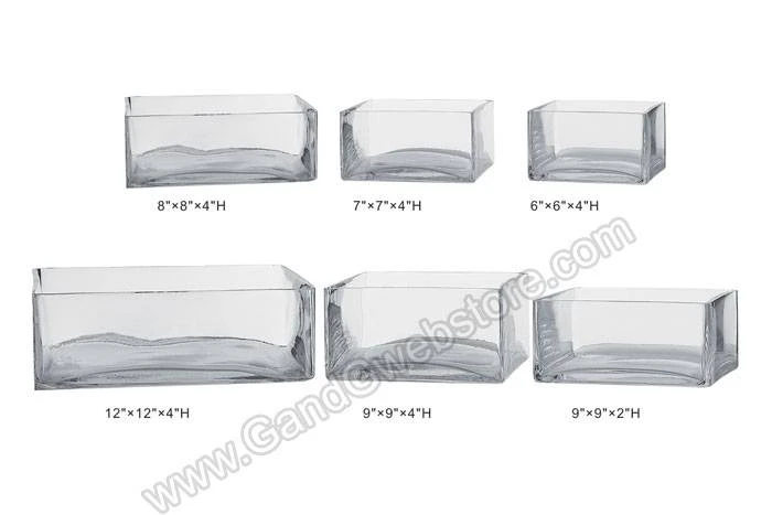 8" X 8" X 4" Square Glass Vase Clear - Image 2