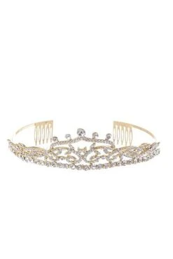 2" Rhinestone Tiara Gold