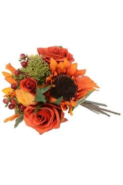 11.5" Sunflower/rose Bouquet Rust/orange