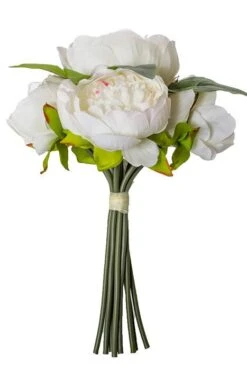 12" Peony Bouquet White/pink