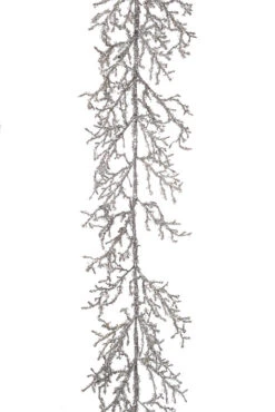5Ft Iced Twig Garland Silver