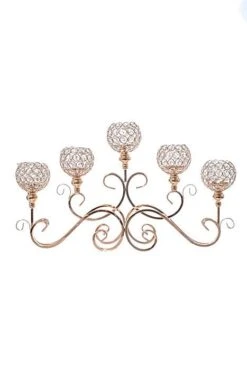 15.5" 5-light Candle Holder W/crystal Gold