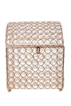 7.75" X 8.5" X 9.25" Crystal Card/money Box Gold