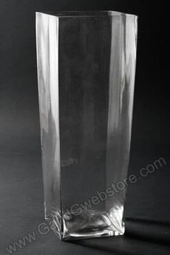 4.75" X 6" X 15.5" Tapered Square Glass Vase Clear