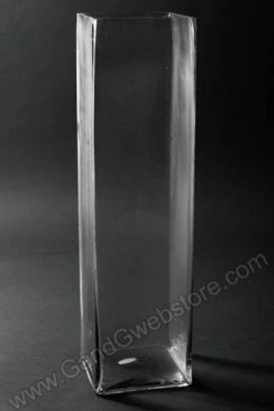 5" X 5" X 18" Square Glass Vase Clear