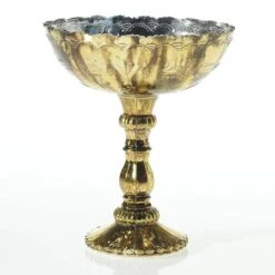 8" X 9.5" Glass Desiray Compote Gold