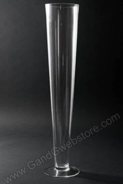 5" X 4.75" X 23.5" Fluted Glass Vase Clear