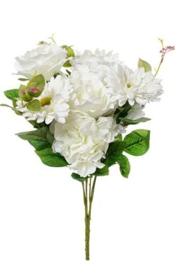 20" Silk Rose Gerber Hydrangea (Cream)