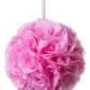 12" Rose Ball W/ribbon Pink