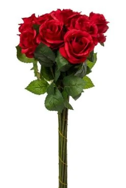 18" Silk Rose Bud Stem Red Pkg/12